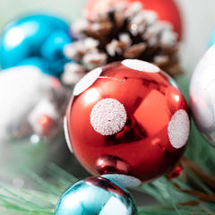 Red Teal Ornament Pine Orb