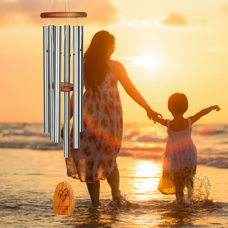 Personalize It! Mother's Day Amazing Grace Chime - Large, Silver, Mom Heart main image