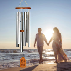 Personalize It! Mother's Day Amazing Grace Chime - Medium, Silver, Double Hearts main image