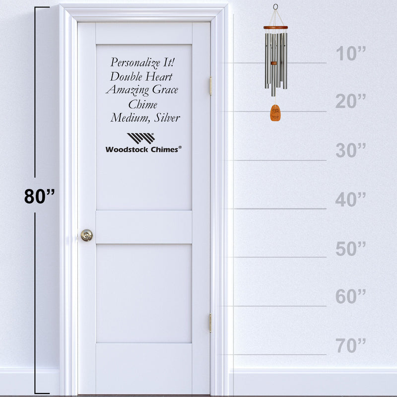 Personalize It! Mother's Day Amazing Grace Chime - Medium, Silver, Double Hearts main image