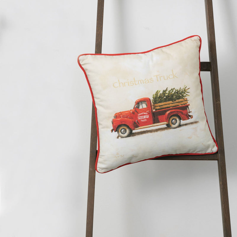 Red Christmas Truck Holiday Throw Pillow