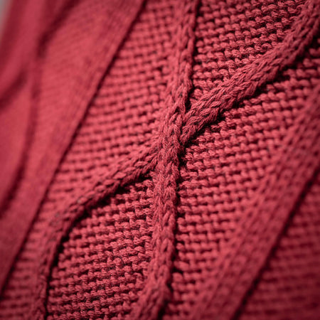 Cozy Red Cable Knit Pillow
