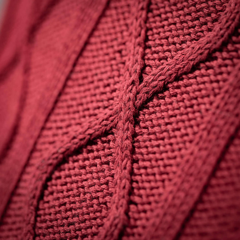 Cozy Red Cable Knit Pillow