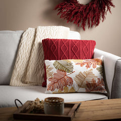 Cozy Red Cable Knit Pillow