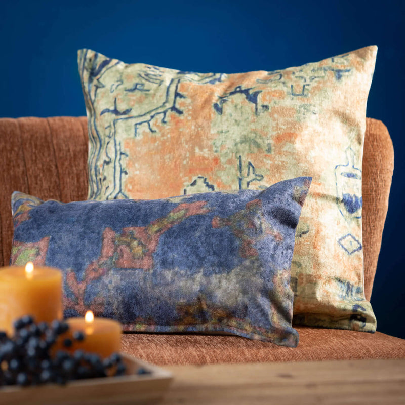Blue & Orange Tapestry Pillow