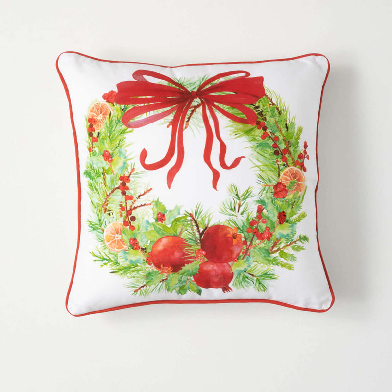 Pine And Fruit Wreath Pillow