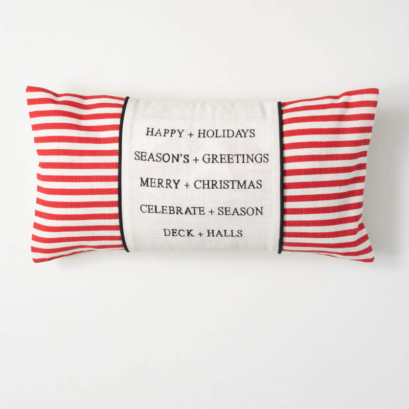 Happy Holidays Striped Pillow