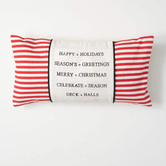 Happy Holidays Striped Pillow
