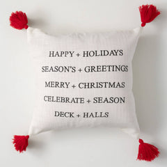 Happy Holidays Tassel Pillow