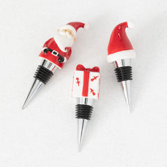 Red Santa Holiday Bottle Stoppers Set Of 3