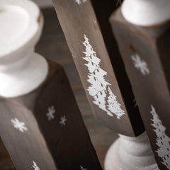 Wood Pillar Candleholder Set/3