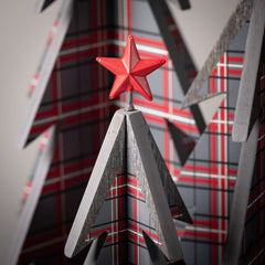 Whimsical Plaid Wooden Christmas Trees, Set of 3
