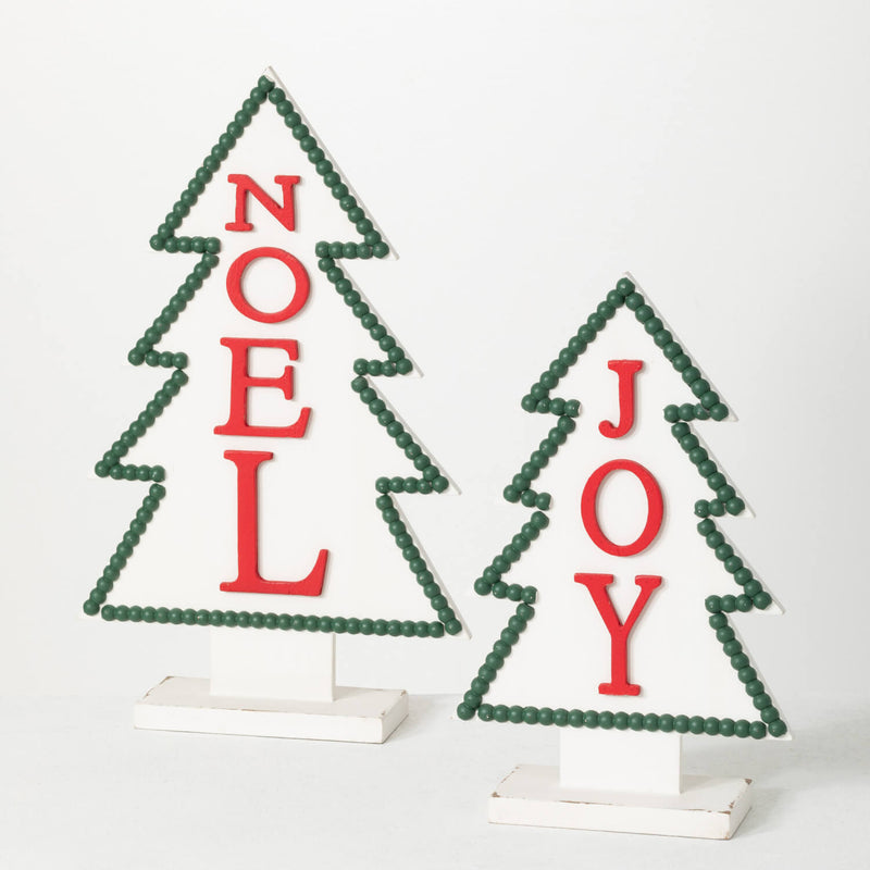 Wooden Joy Noel Tree Set Of 2