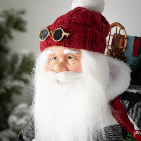 Whimsical Plaid Santa Christmas Figurine
