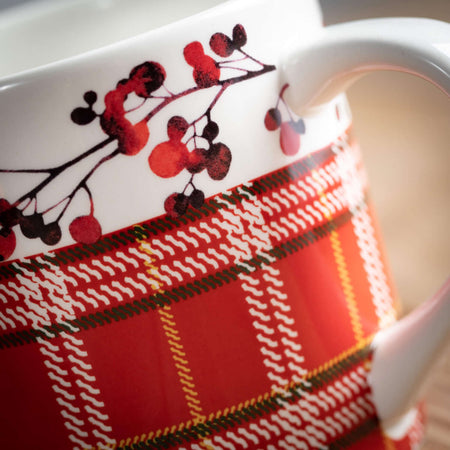 Berry/Plaid Mug Set/4
