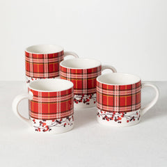 Berry/Plaid Mug Set/4