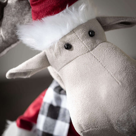 Christmas Plaid Moose with Telescopic Legs