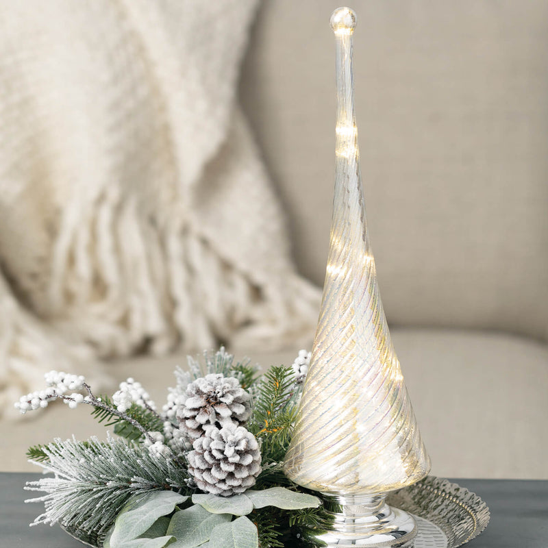 Led Glass Tabletop Cone Tree