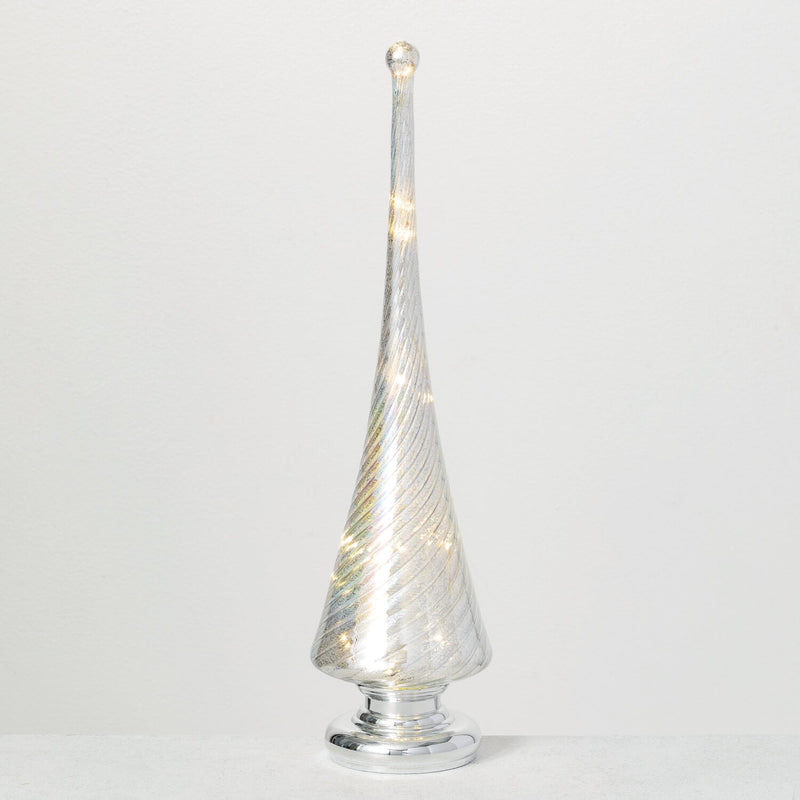 Led Glass Tabletop Cone Tree