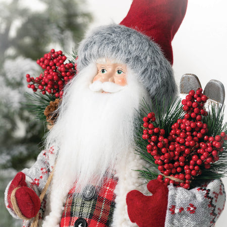 Vintage Santa with Berries Christmas Figurine