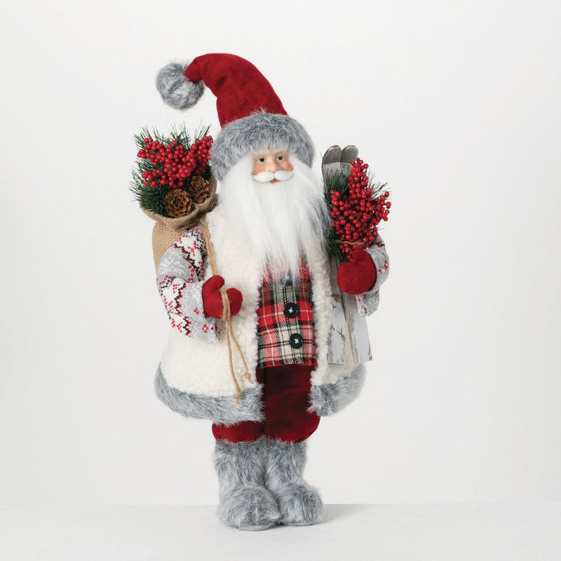 Vintage Santa with Berries Christmas Figurine
