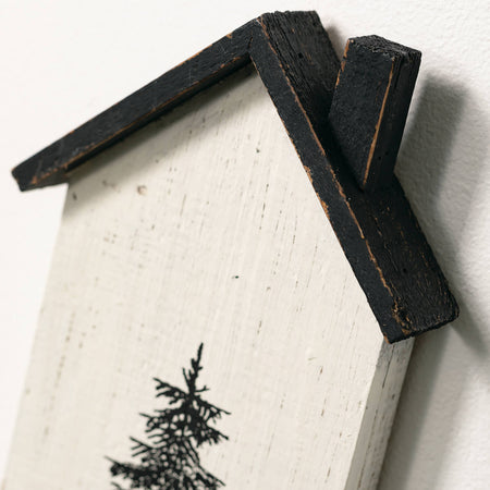 Black & White Pine Tree House Wall Candle Holder