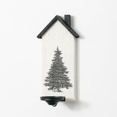 Black & White Pine Tree House Wall Candle Holder
