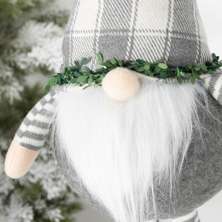 Gray Plaid Standing Gnome