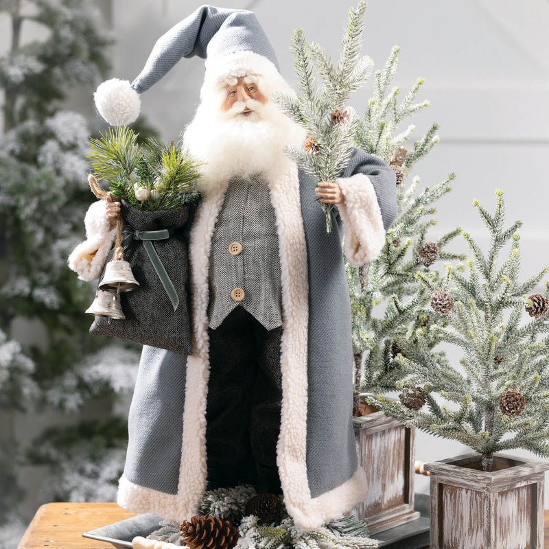 Rustic Santa with Bells Christmas Figurine