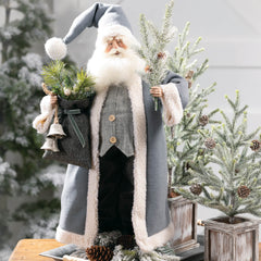 Rustic Santa with Bells Christmas Figurine