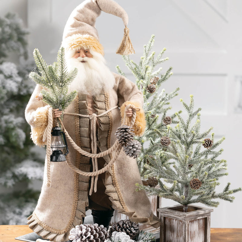 Santa With Lantern Figurine