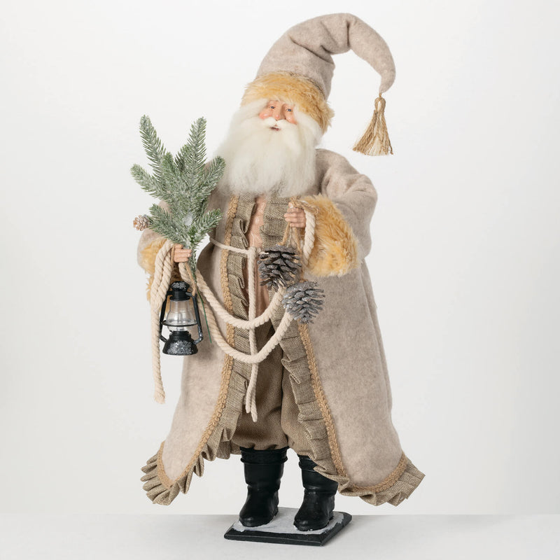 Santa With Lantern Figurine