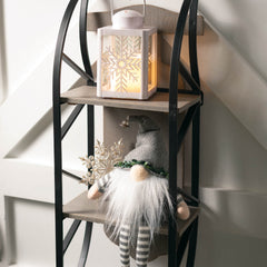 Gray Wood & Black Iron Winter Sled Wall Shelving Set of 2