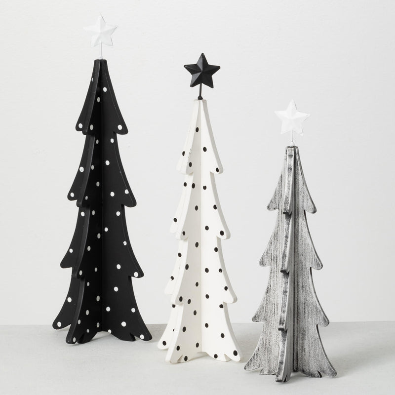 Wooden Tree With Star Set Of 3