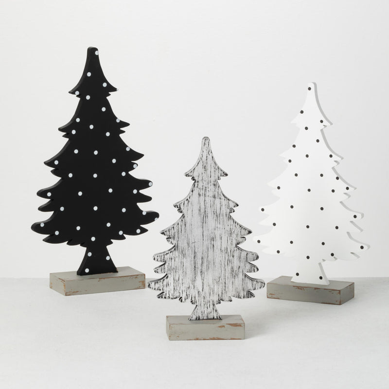 Black & White Wooden Tree Set