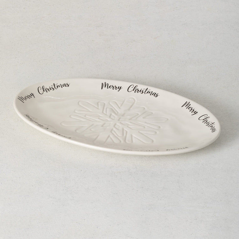 Debossed White Christmas Platter