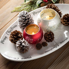 Debossed White Christmas Platter