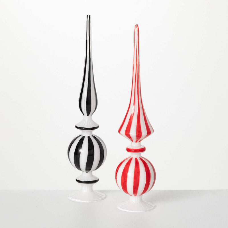 Striped Blown-Glass Finial Set