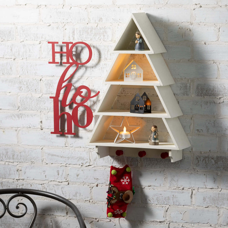 Christmas Tree Wood Wall Shelf