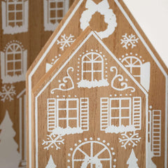 Wood Holiday Village Set Of 3