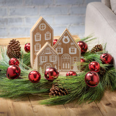 Wood Holiday Village Set Of 3