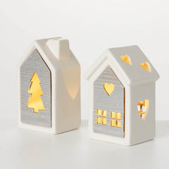Holiday Lighted House Set Of 2