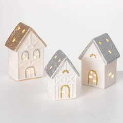 Ceramic Led House Set Of 3