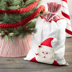 Fabric Santa Gift Bag With Tie