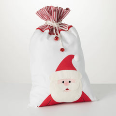 Fabric Santa Gift Bag With Tie