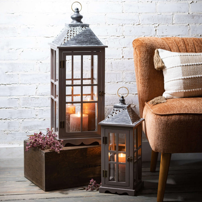 Classic Gray Panel Lantern Set