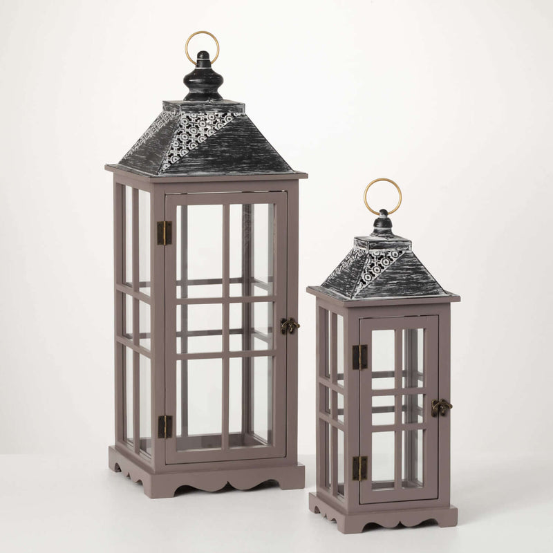 Classic Gray Panel Lantern Set