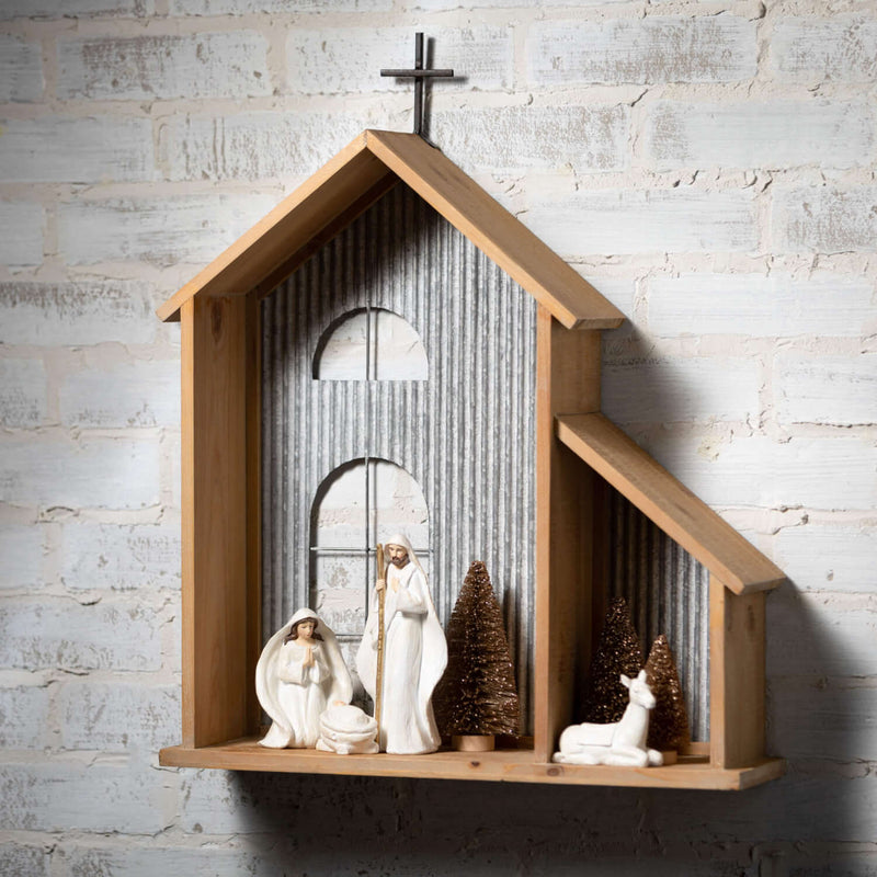 Single Nativity Creche Shelf