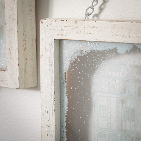 Framed Triptych Winter Village