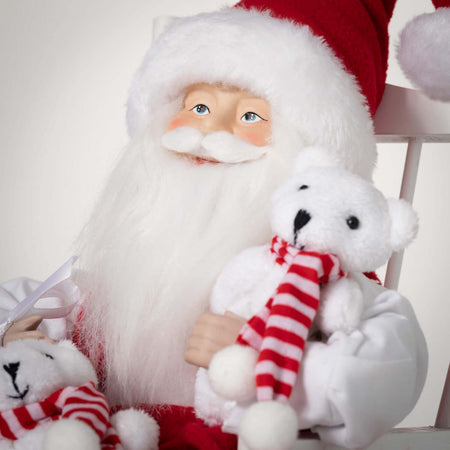 Santa With Bears In Chair